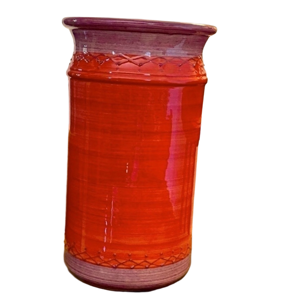 Large Vase Artisan Vintage NEW Red + Purple Large Vase Made in France